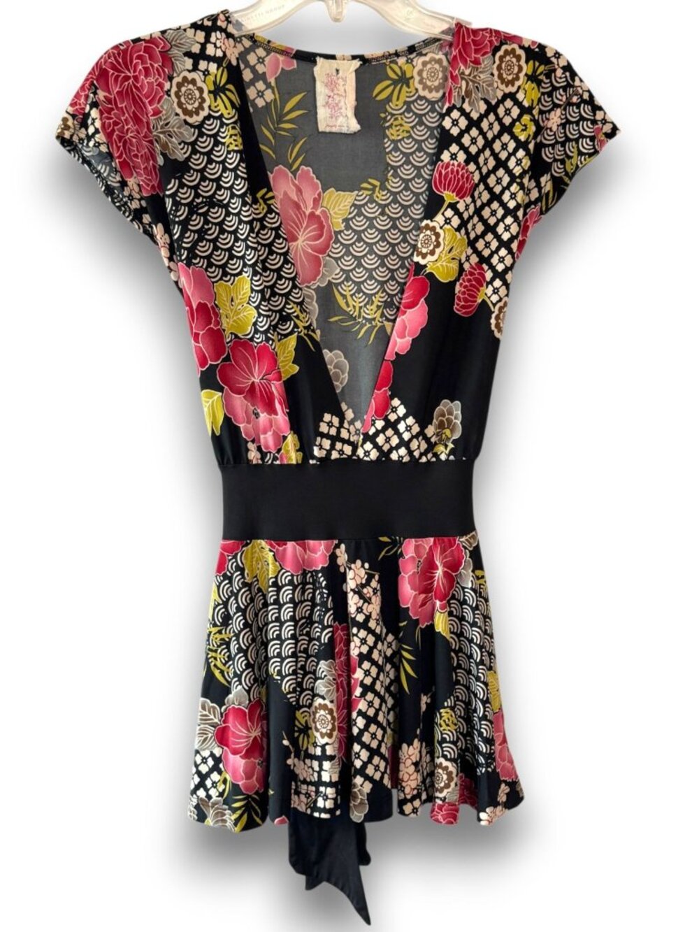 Robin K Floral Print Surplice V-Neck Top Blouse Size Medium